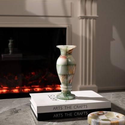 Natural Green Checkered Jade Vase-Grainvity