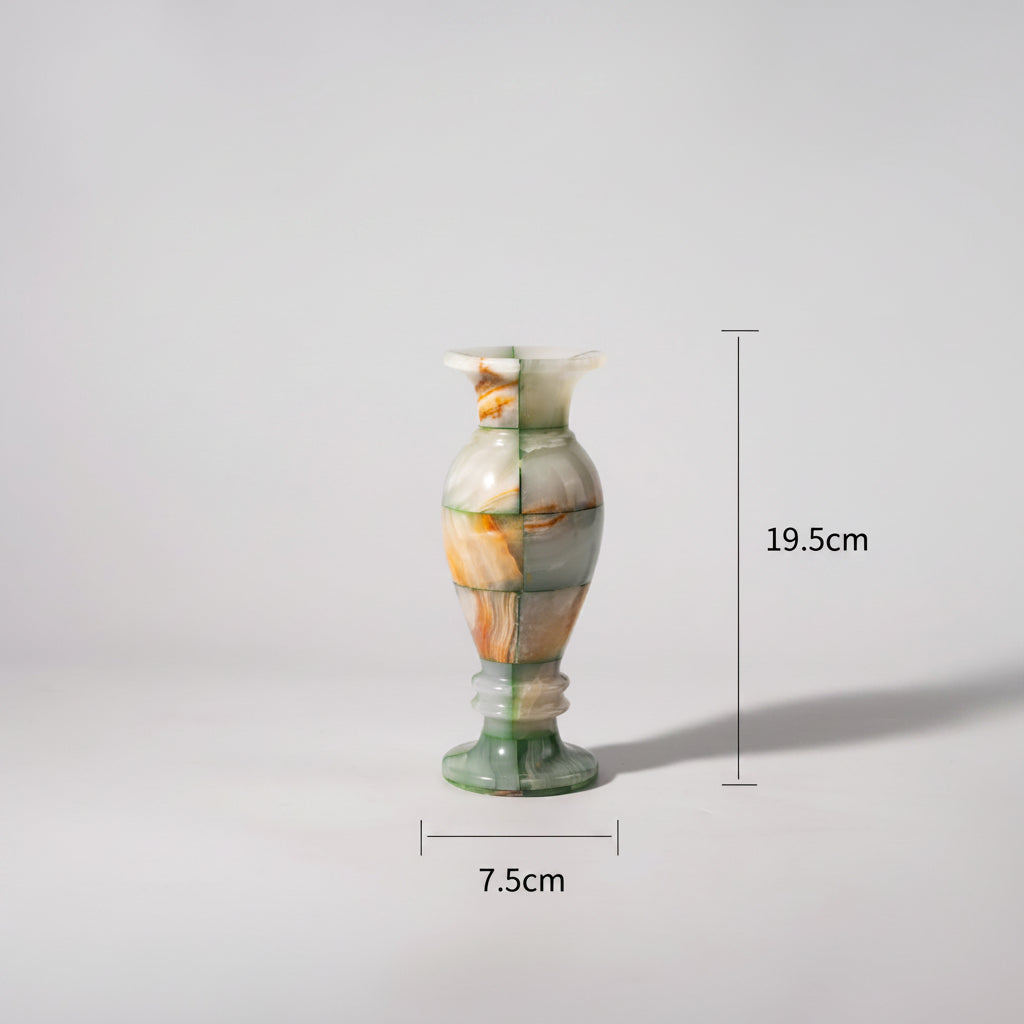Natural Green Checkered Jade Vase-Grainvity