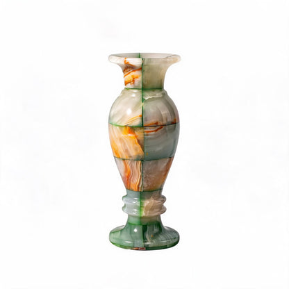 Natural Green Checkered Jade Vase-Grainvity