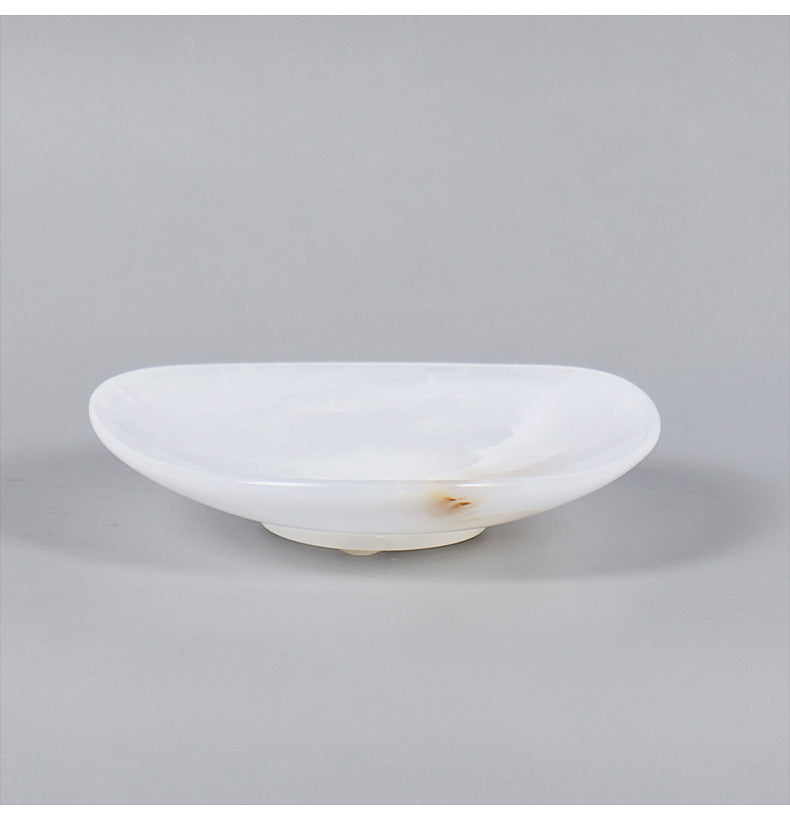 Natural Jade & Marble Stone Plate | Luxury Serving & Display Piece