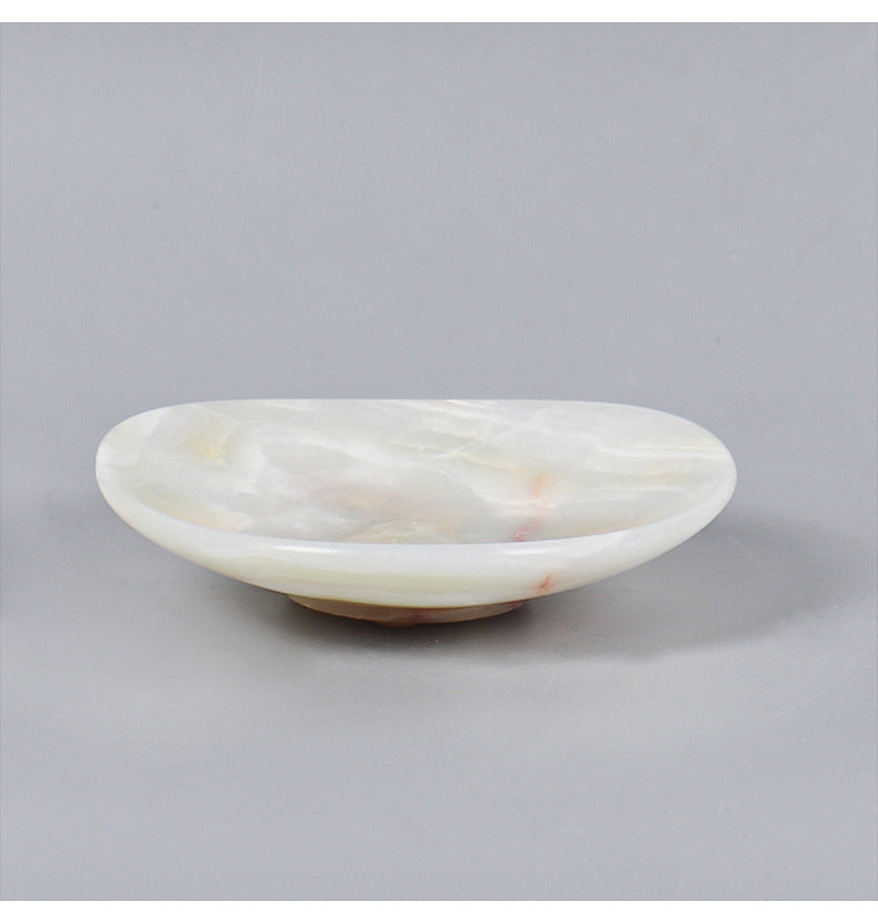 Natural Jade & Marble Stone Plate | Luxury Serving & Display Piece