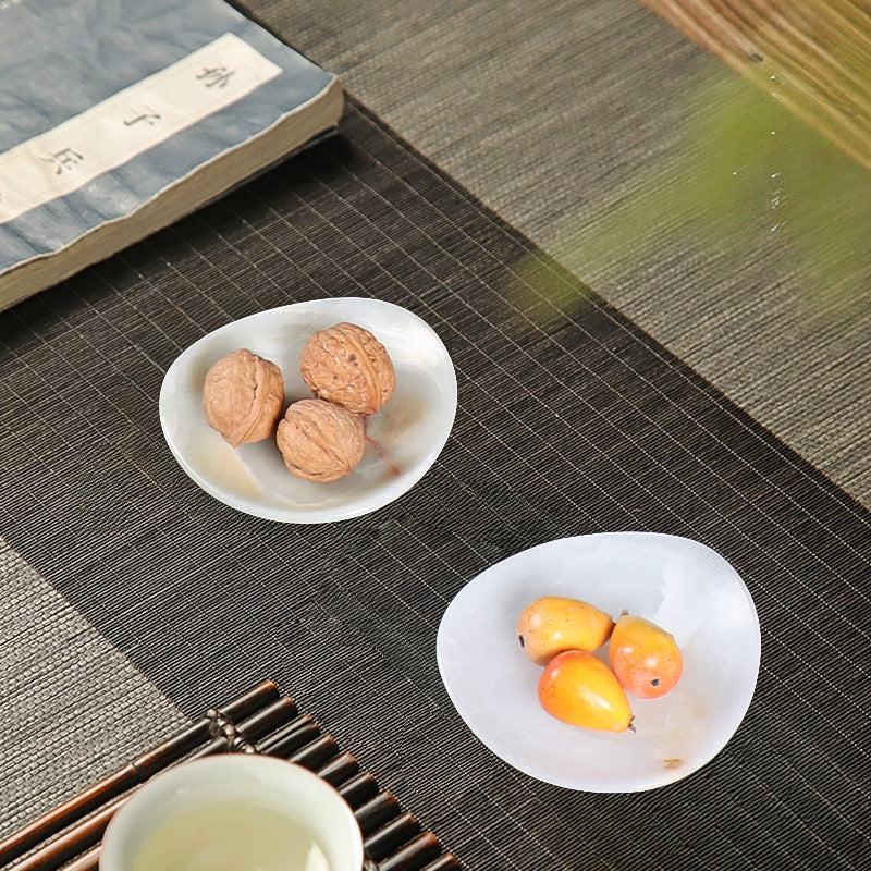 Natural Jade & Marble Stone Plate | Luxury Serving & Display Piece