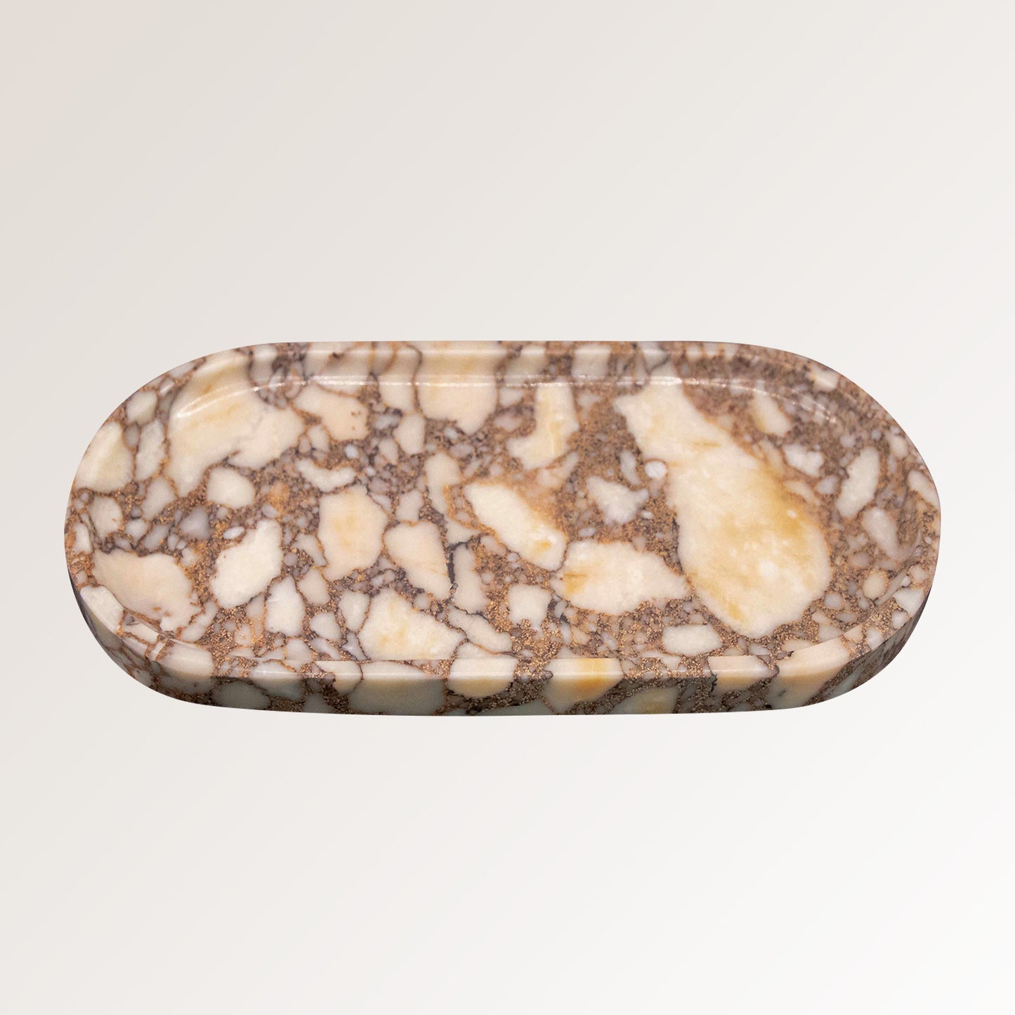 Natural Marble Oval Tray | Luxury Stone Organiser for Jewellery & Aromatherapy