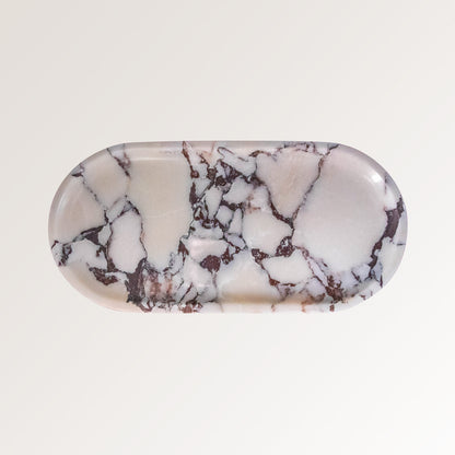 Natural Marble Oval Tray | Luxury Stone Organiser for Jewellery & Aromatherapy