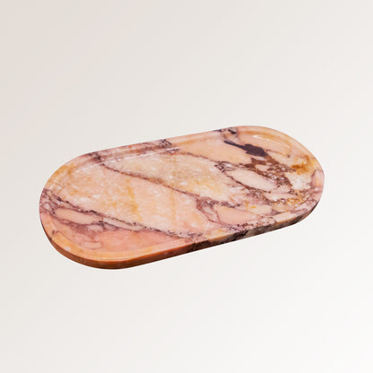 Natural Marble Oval Tray | Luxury Stone Organiser for Jewellery & Aromatherapy
