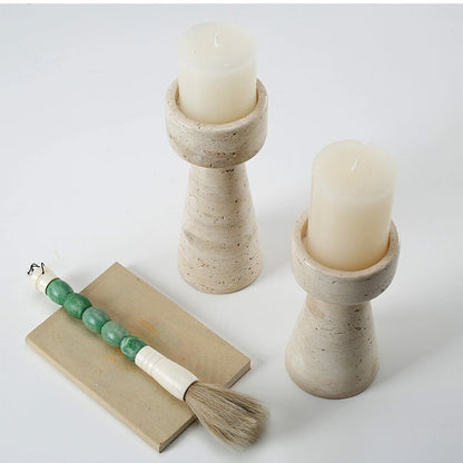 Natural Travertine Candlestick | Luxury Stone Candle Holder