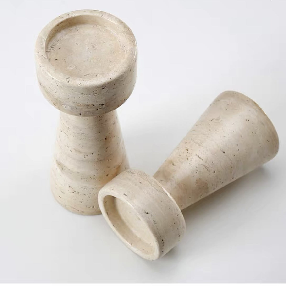 Natural Travertine Candlestick | Luxury Stone Candle Holder