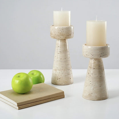 Natural Travertine Candlestick | Luxury Stone Candle Holder