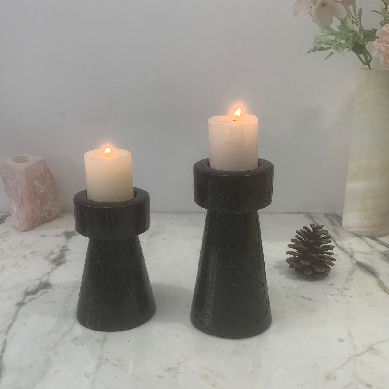Natural Travertine Candlestick | Luxury Stone Candle Holder
