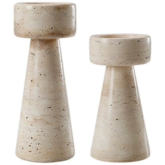 Natural Travertine Candlestick | Luxury Stone Candle Holder