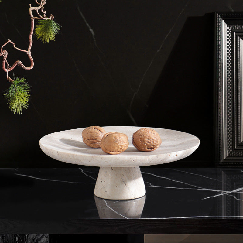 Natural Travertine High Tray | Luxury Stone Pedestal & Display Stand