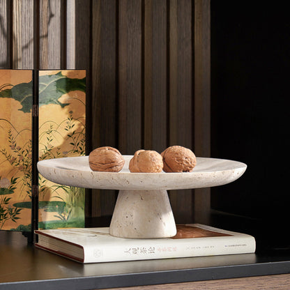 Natural Travertine High Tray | Luxury Stone Pedestal & Display Stand