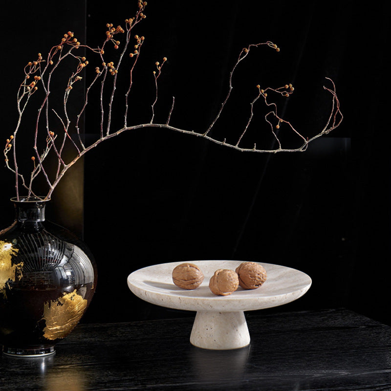 Natural Travertine High Tray | Luxury Stone Pedestal & Display Stand