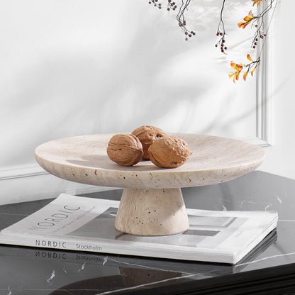 Natural Travertine High Tray | Luxury Stone Pedestal & Display Stand