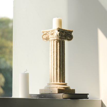 Natural Travertine Roman Pillar Candle Holder-Grainvity