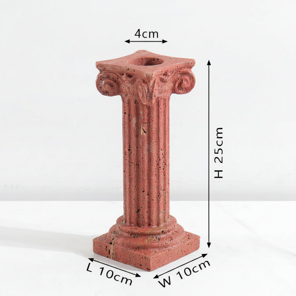 Natural Travertine Roman Pillar Candle Holder-Grainvity