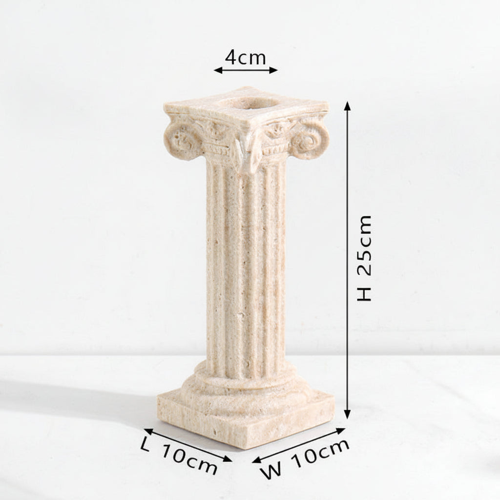 Natural Travertine Roman Pillar Candle Holder-Grainvity