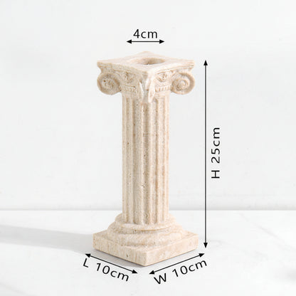 Natural Travertine Roman Pillar Candle Holder-Grainvity