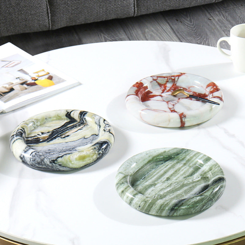 Natural Travertine Round Stone Plate | Luxury Serving & Display Piece
