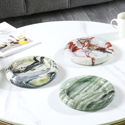 Natural Travertine Round Stone Plate | Luxury Serving & Display Piece