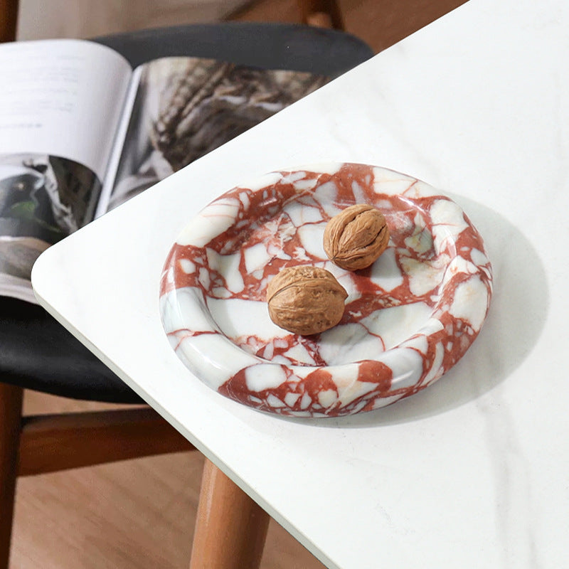 Natural Travertine Round Stone Plate | Luxury Serving & Display Piece