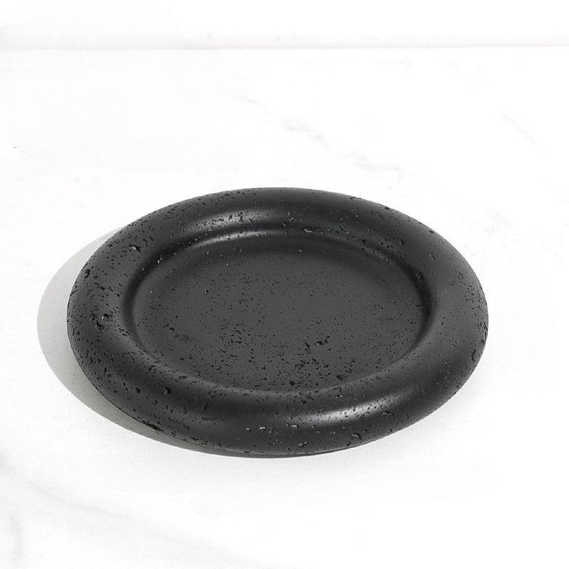 Natural Travertine Round Stone Plate | Luxury Serving & Display Piece