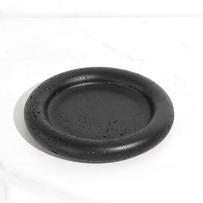 Natural Travertine Round Stone Plate | Luxury Serving & Display Piece
