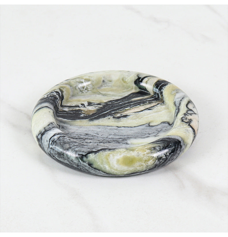 Natural Travertine Round Stone Plate | Luxury Serving & Display Piece