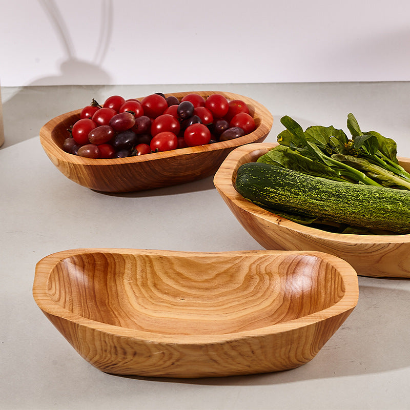 Oval Wooden Fruit Bowl & Serving Plate