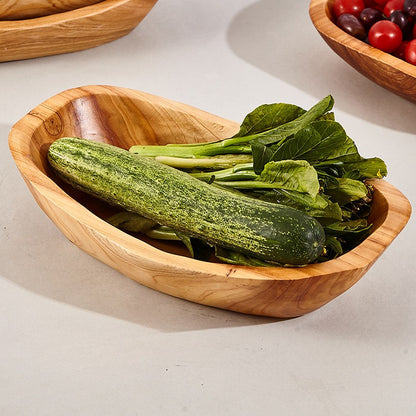 Oval Wooden Fruit Bowl & Serving Plate