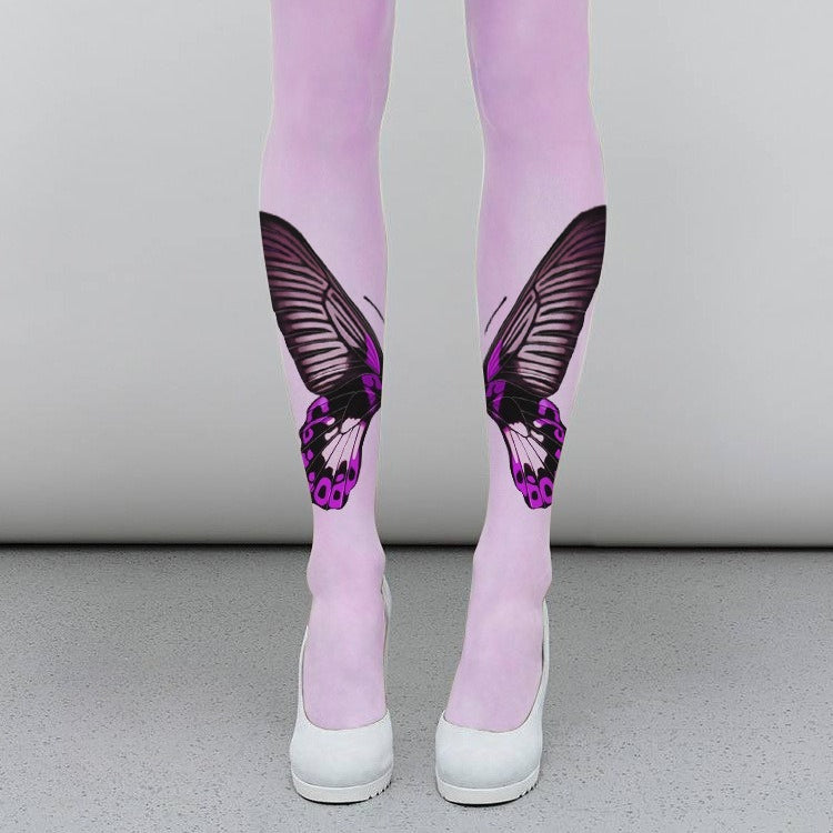 pink Single-sided Butterfly Tights