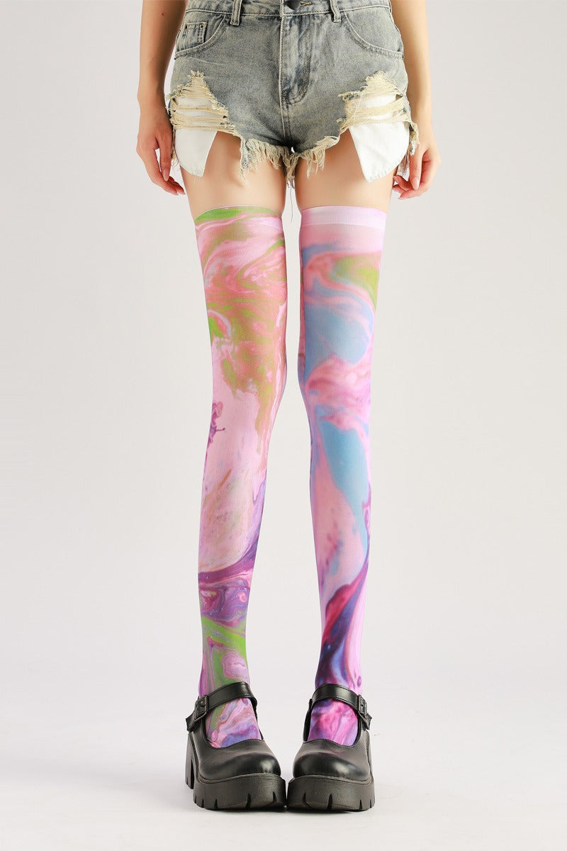 Pink Knee High Tights Women's Fancy Dress Costume Accessories, Perfect for Parties, Office, Street Fashion, and Daily Wear