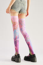 Pink Knee High Tights Women's Fancy Dress Costume Accessories, Perfect for Parties, Office, Street Fashion, and Daily Wear