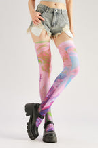 Pink Knee High Tights Women's Fancy Dress Costume Accessories, Perfect for Parties, Office, Street Fashion, and Daily Wear