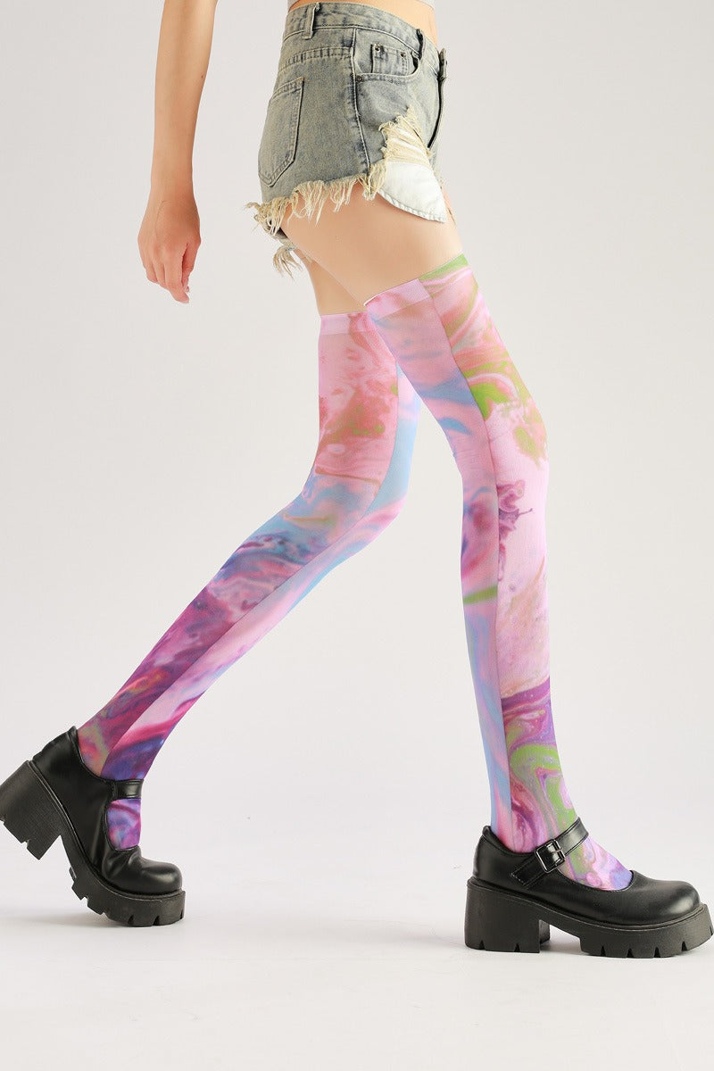 Pink Knee High Tights Women's Fancy Dress Costume Accessories, Perfect for Parties, Office, Street Fashion, and Daily Wear