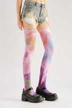 Pink Knee High Tights Women's Fancy Dress Costume Accessories, Perfect for Parties, Office, Street Fashion, and Daily Wear