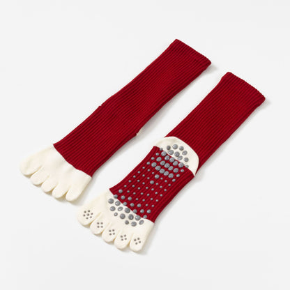 Red Five-toed Yoga Compression Socks-Grainvity