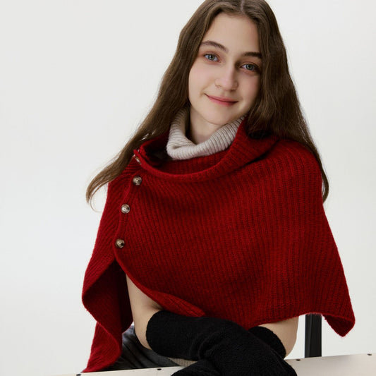 red woolen cape for women winter dress 03