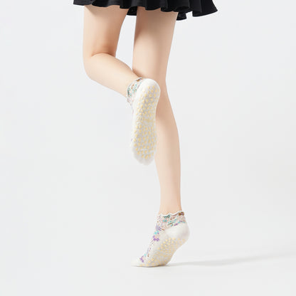 Retro Floral Yoga Socks-Grainvity