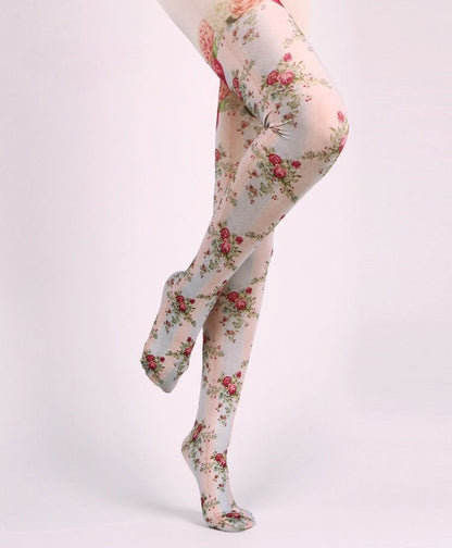 Floral Retro Tights with high elasticity and compression,shaping fit and ideal for weddings, parties, ethnic outfits, and street fashion