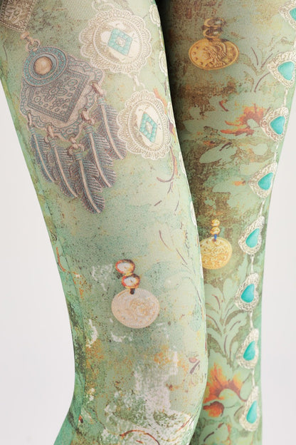 Retro Murals Women Tights with high elasticity and compression,shaping fit and ideal for weddings, parties, ethnic outfits, and street fashion