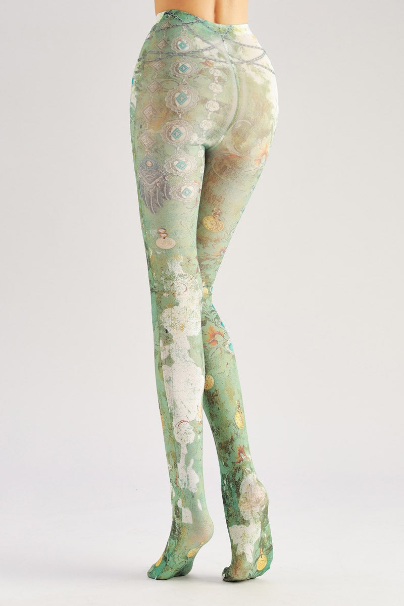 Retro Murals Women Tights with high elasticity and compression,shaping fit and ideal for weddings, parties, ethnic outfits, and street fashion