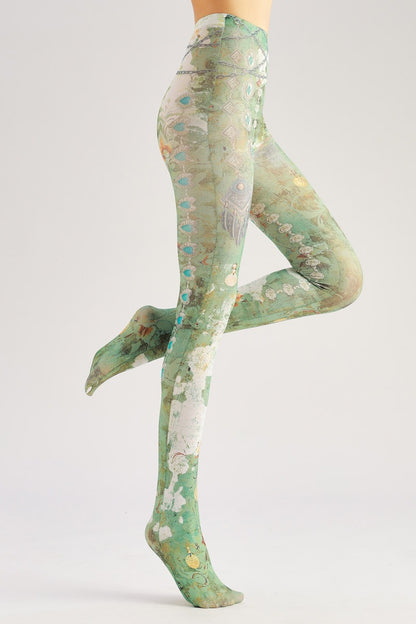 Retro Murals Women Tights with high elasticity and compression,shaping fit and ideal for weddings, parties, ethnic outfits, and street fashion