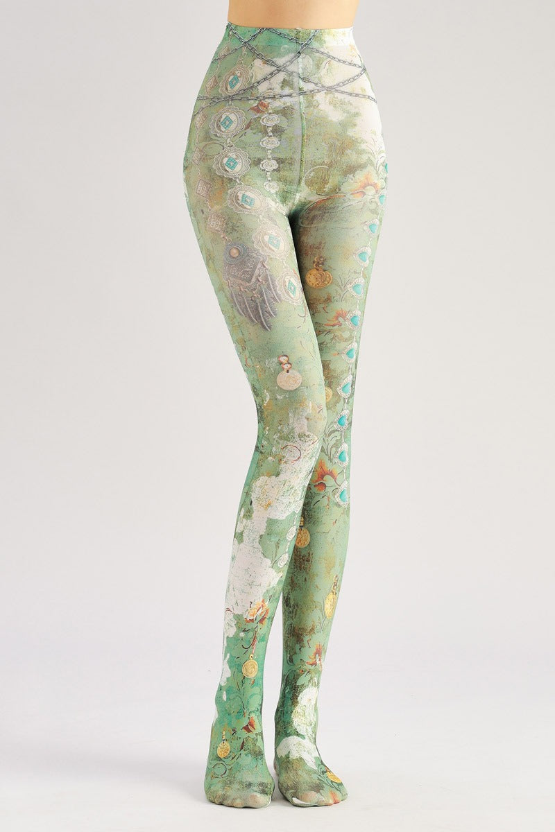 Retro Murals Women Tights with high elasticity and compression,shaping fit and ideal for weddings, parties, ethnic outfits, and street fashion