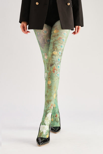 Retro Murals Women Tights with high elasticity and compression,shaping fit and ideal for weddings, parties, ethnic outfits, and street fashion