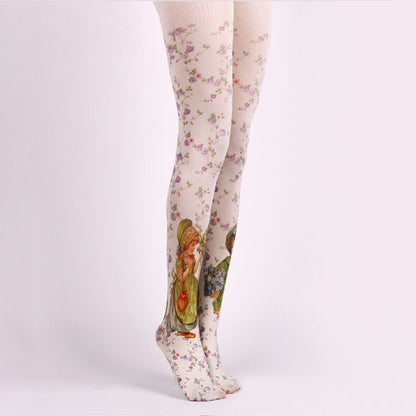 Retro Childlike Tights with high elasticity and compression,shaping fit and ideal for weddings, parties, ethnic outfits, and street fashion