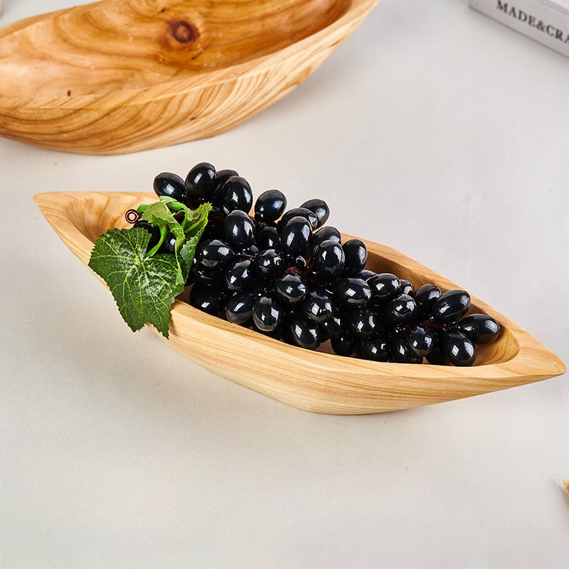 Rustic Canoe-Shaped Cedar Wood Serving Bowl
