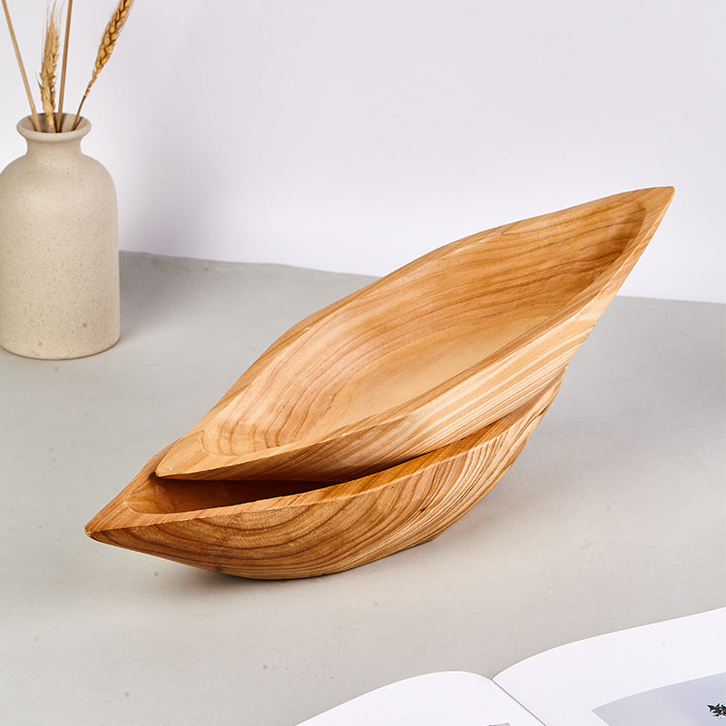 Rustic Canoe-Shaped Cedar Wood Serving Bowl