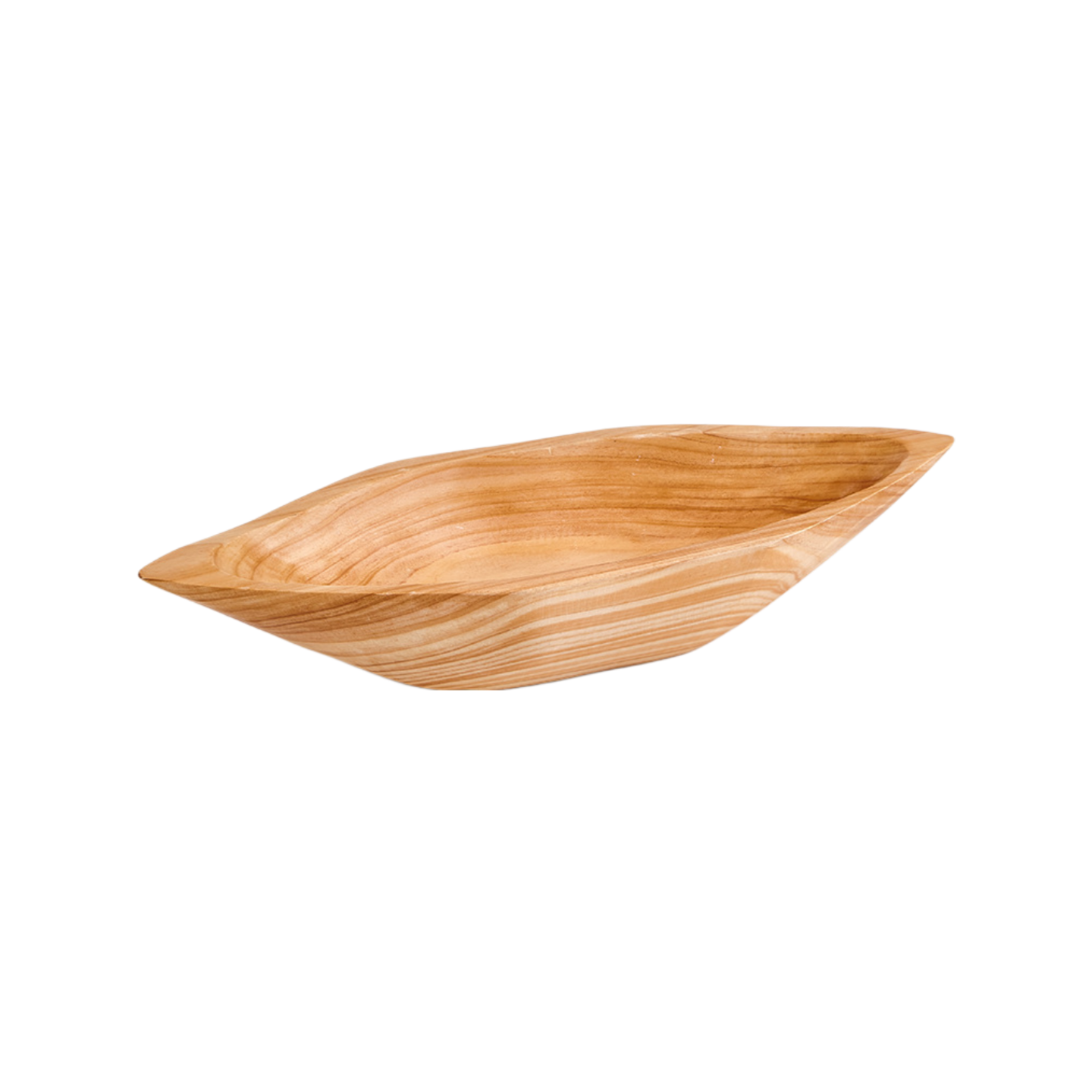 Rustic Canoe-Shaped Cedar Wood Serving Bowl
