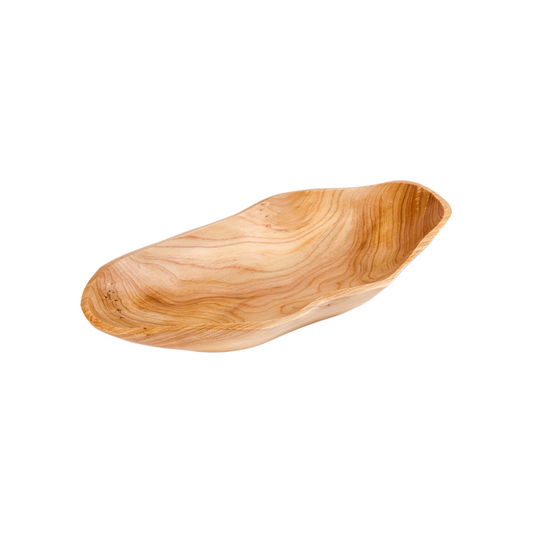 Rustic Wooden Fruit Bowl – Handcrafted Brown Wood Serving Bowl